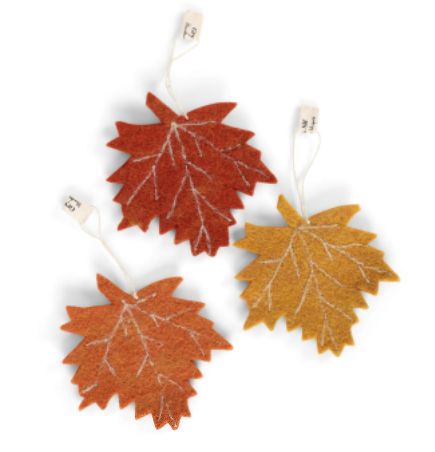 Ornaments Felt Maple Leaf Set Of 3