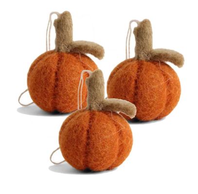 Ornaments Felt Mini Pumpkins Orange Set Of 3