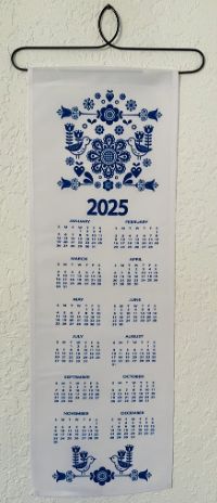 Fabric Calendar Blue Folk Art