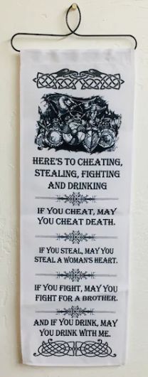 Fabric Wall Hanging Viking Cheat Steal Drink Fight