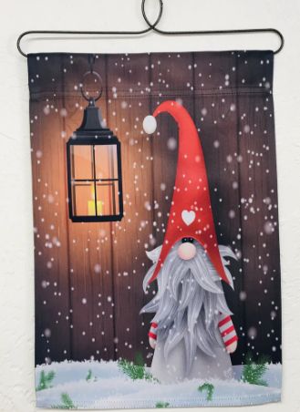 Garden Flag Gnome W/Lantern