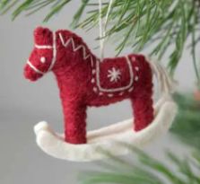Ornament Felt Rocking Horse Red