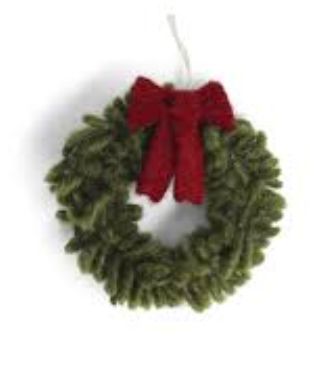 Ornament Felt Wreath W/ Red Bow