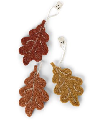 Ornaments Felt Oak Leaves Set Of 3
