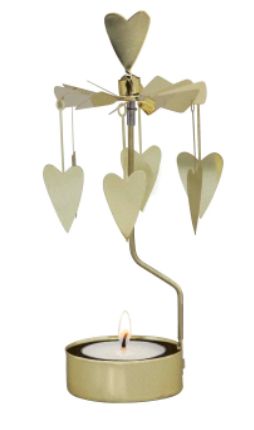 Rotary Candleholder Heart Gold