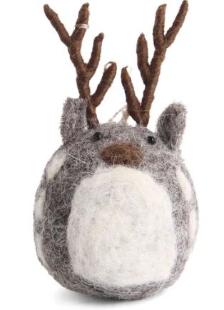 Ornament Felt Deer Grey