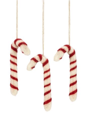 Ornaments Felt Candy Cane Set Of 3