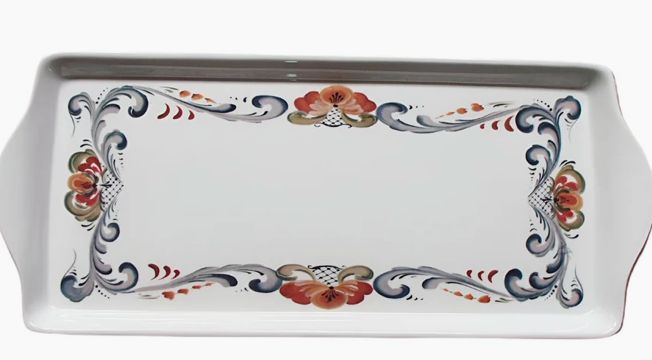 Almond Cake Tray White Rosemaling