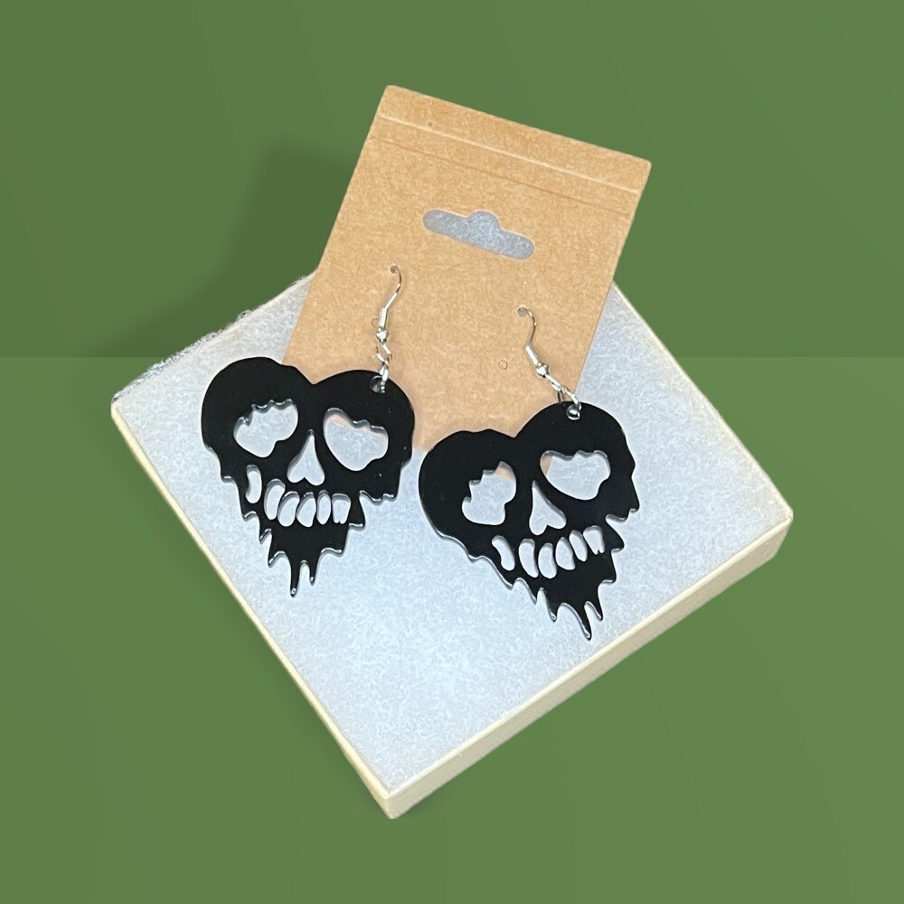 Melting Heart Skull Earrings