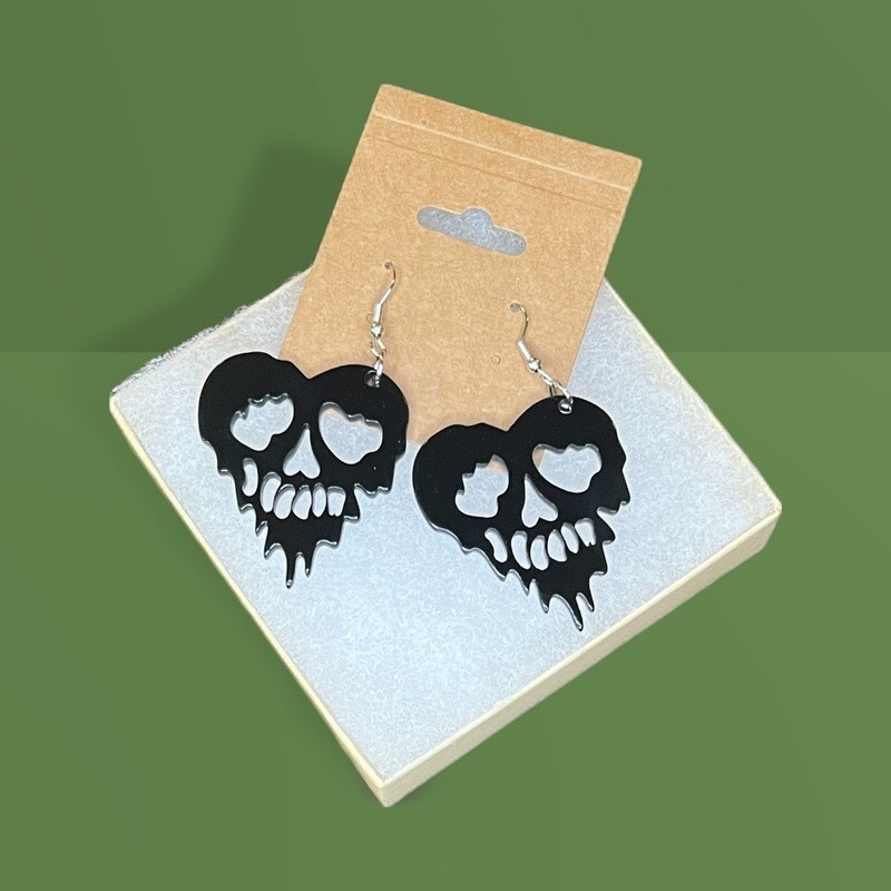 Melting Heart Skull Earrings