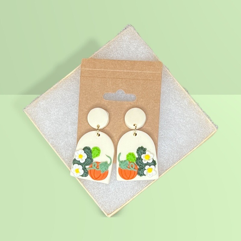 Handmade Pumpkin Vine Earrings