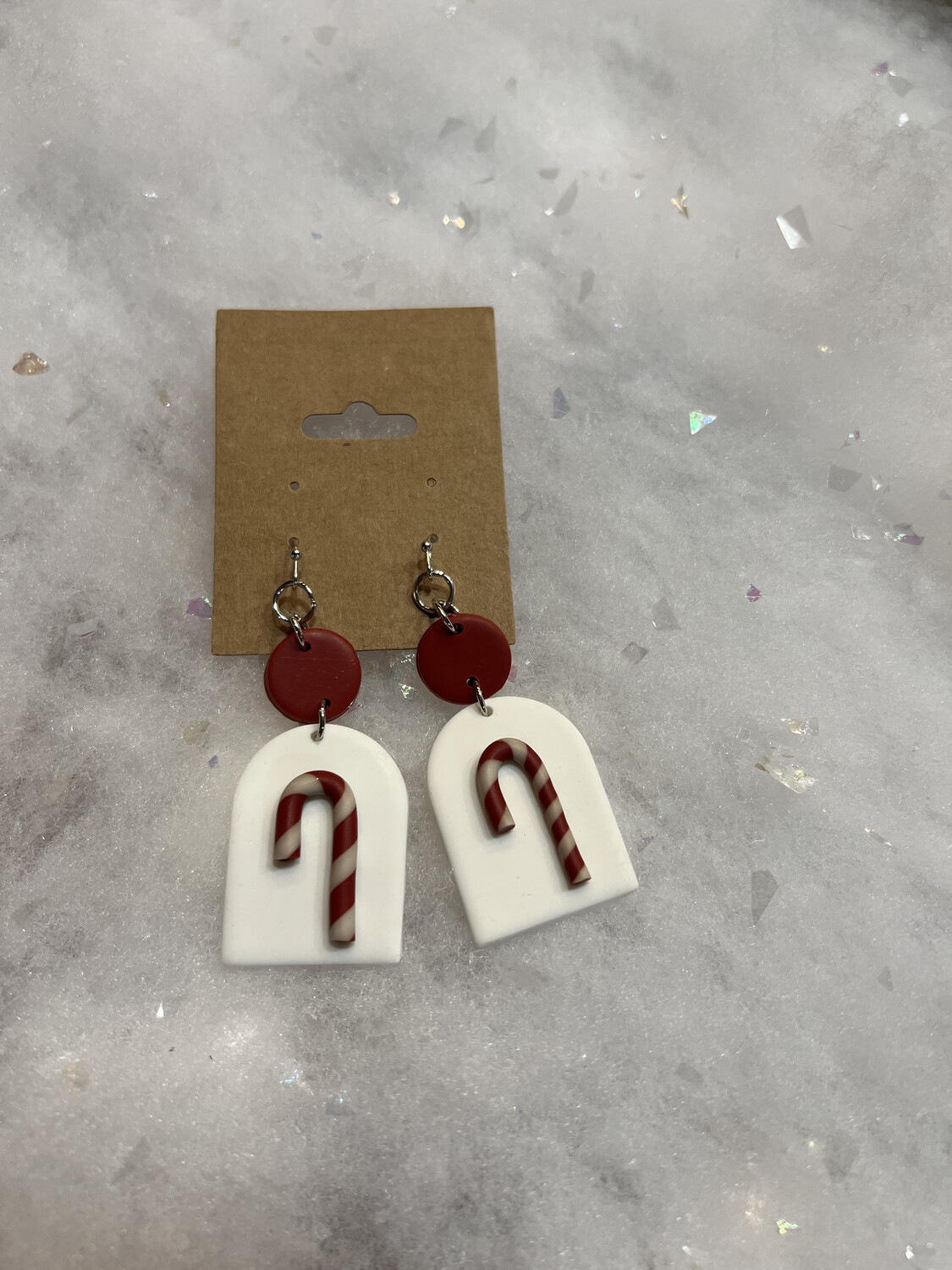 Candy Cane Clay Earrings