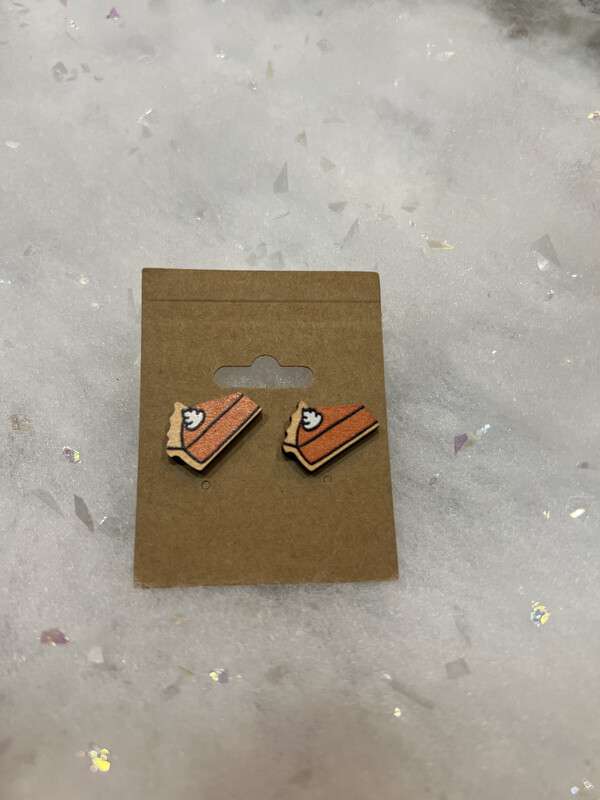 Pumpkin Pie Slice Stud Earrings