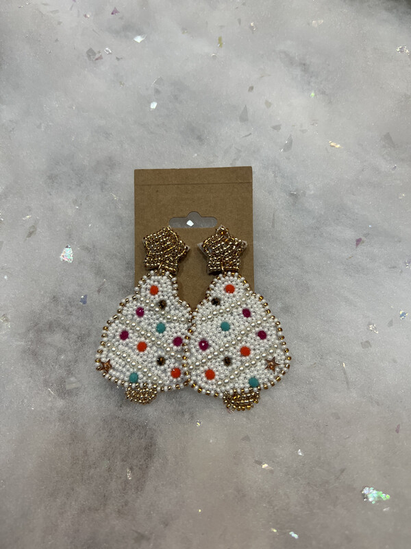 Beaded Christmas Tree Earrings