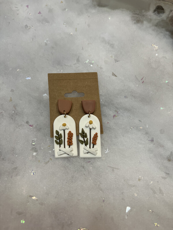 Clay Earrings with Flowers