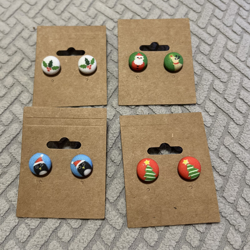 Fabric Stud Christmas Earrings