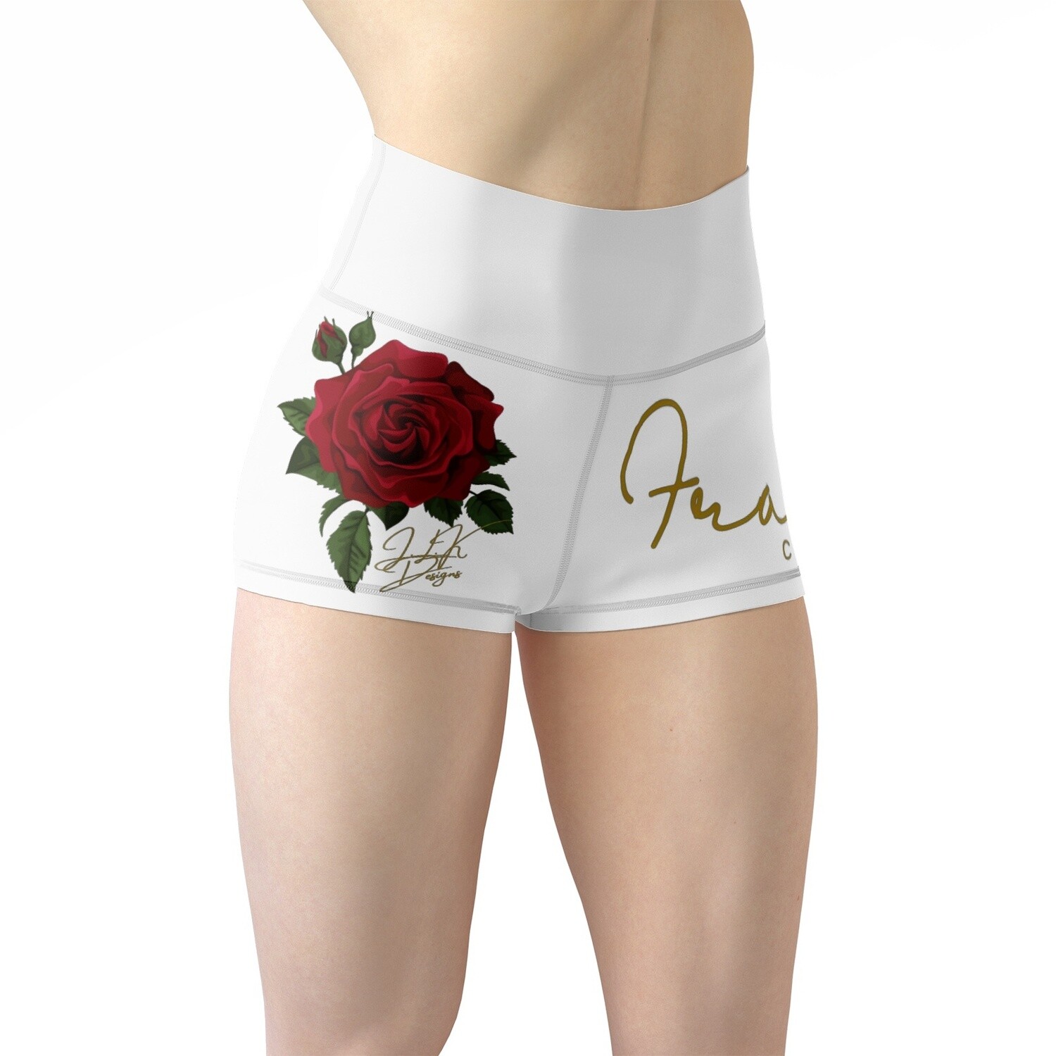 Franc d'Or Signature Collection - Women's Rose Yoga Shorts | JLK Designs Series