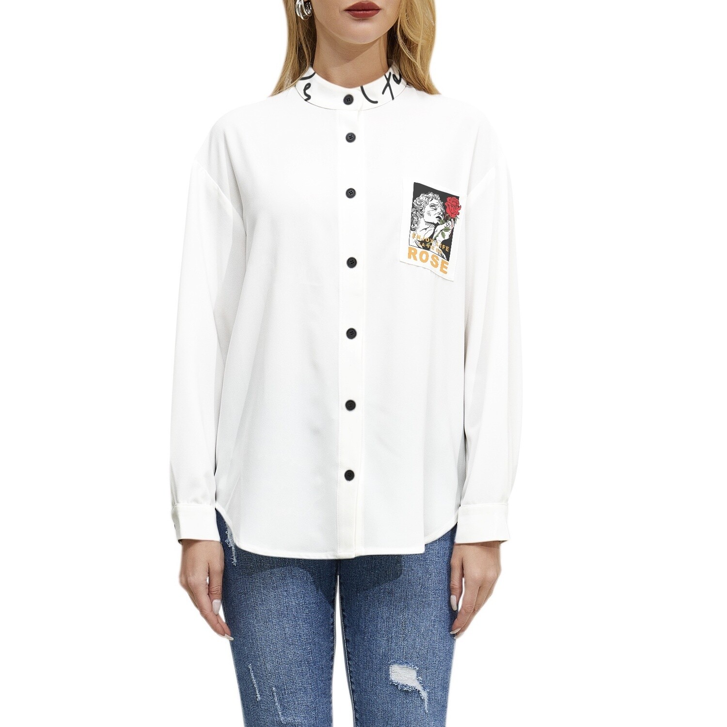 Franc d'Or Signature Collection - Women's Long Sleeve Button Up Casual Shirt Top