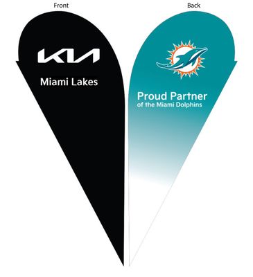 Double Sided Teardrop Banner - Dolphins + Kia co-branded