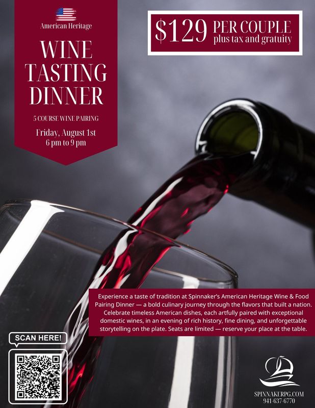 American Heritage Wine Tasting Dinner (August 1st)