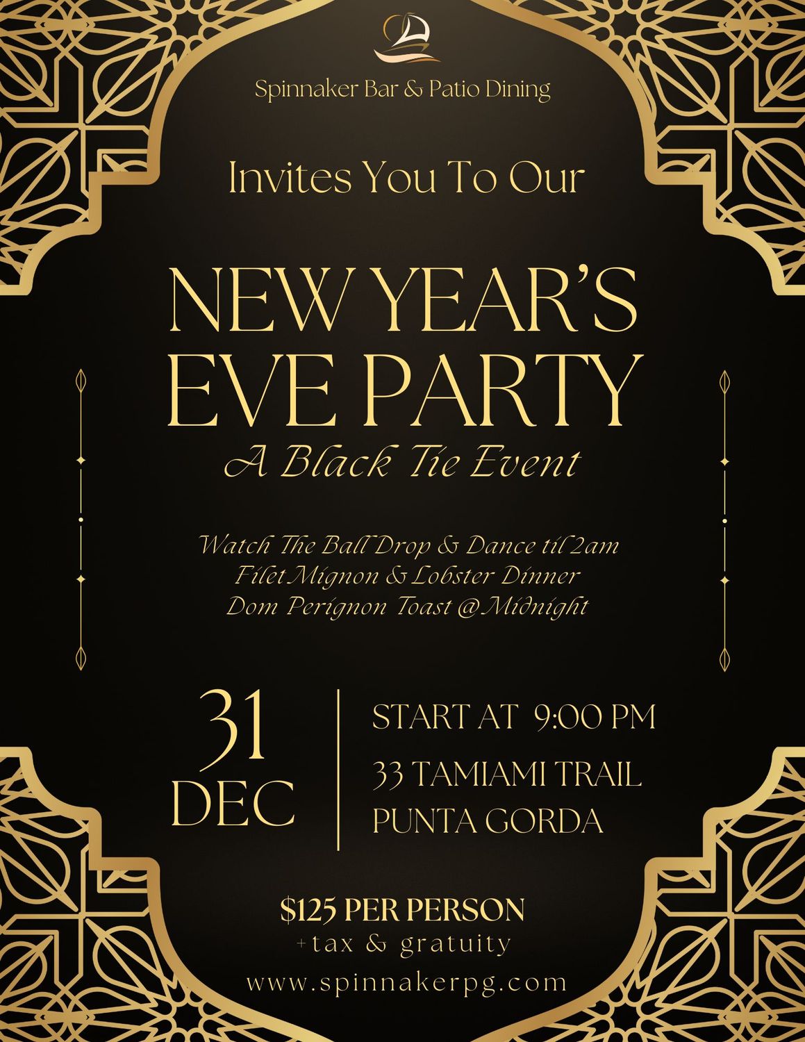 New Year&#39;s Eve at Spinnaker (December 31st)