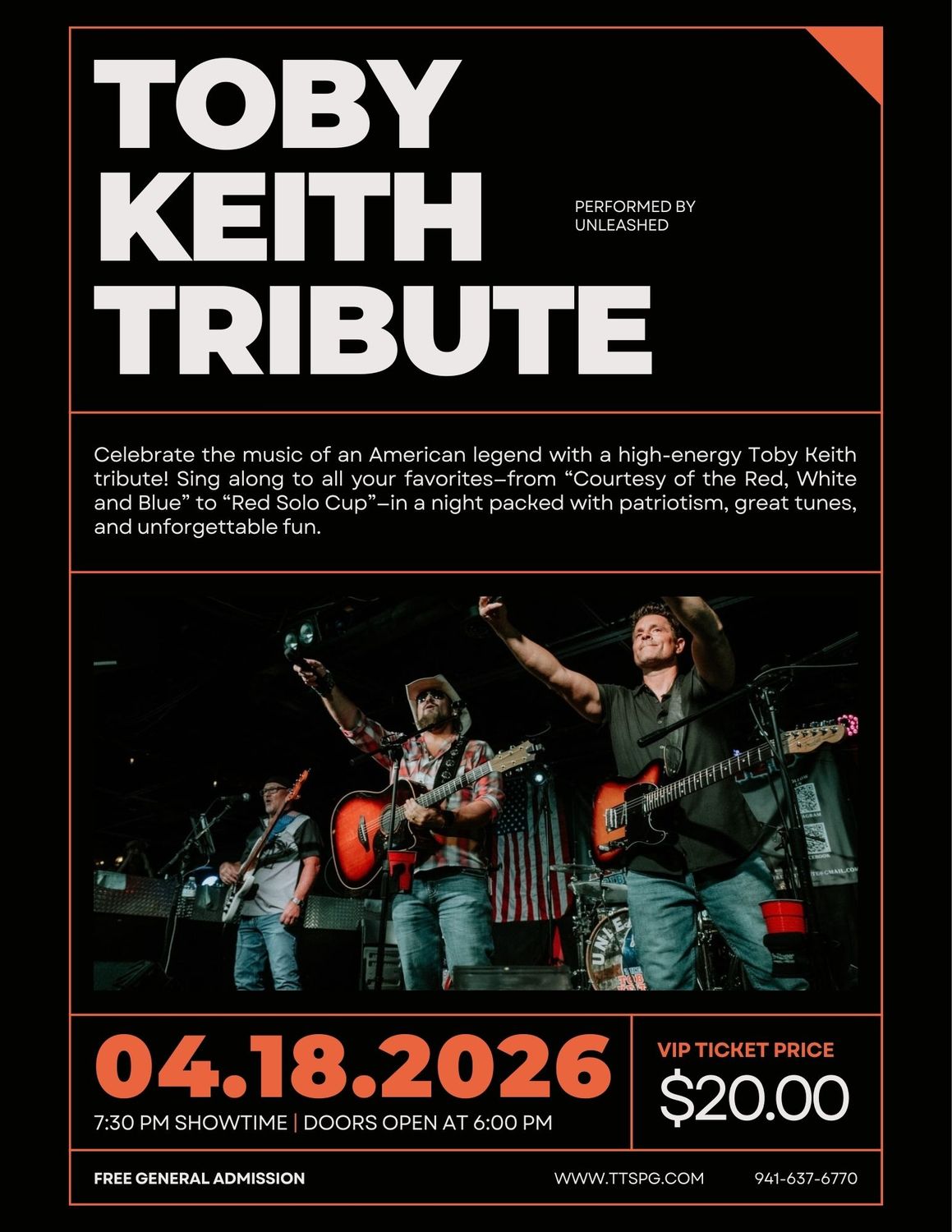 Toby Keith Tribute by Unleashed - April 18th