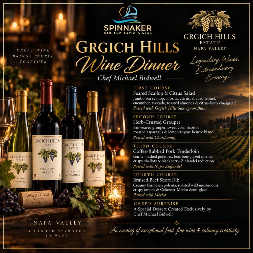 September 19th - Grgich Hills Wine Tasting at Spinnaker