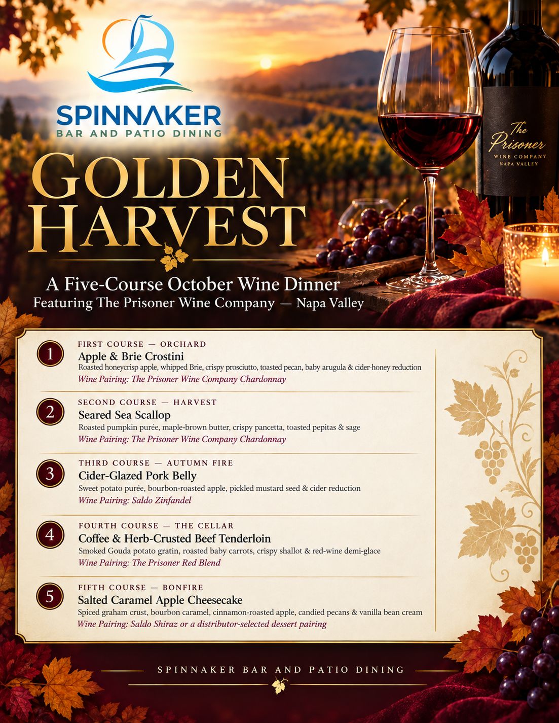 Golden Harvest Wine Dinner (October 17th)