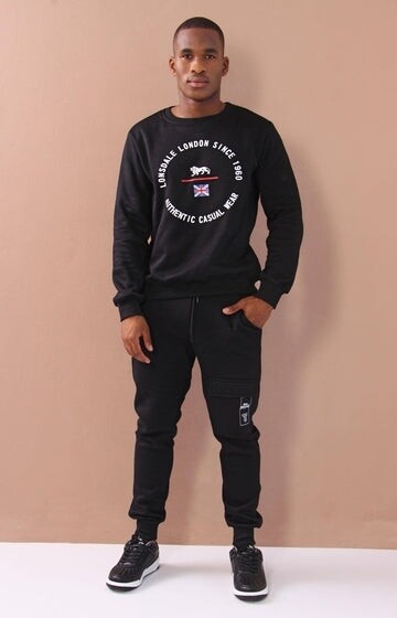 LONSDALE BASIC CREW NECK SWEATER - BLACK