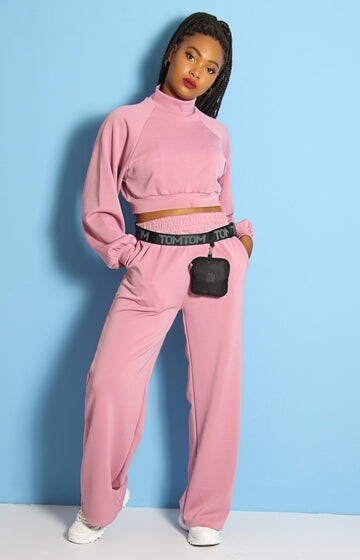 LADIES&#39; SCUBA TWO PIECE WIDE LEG TRACKSUIT - LILAC