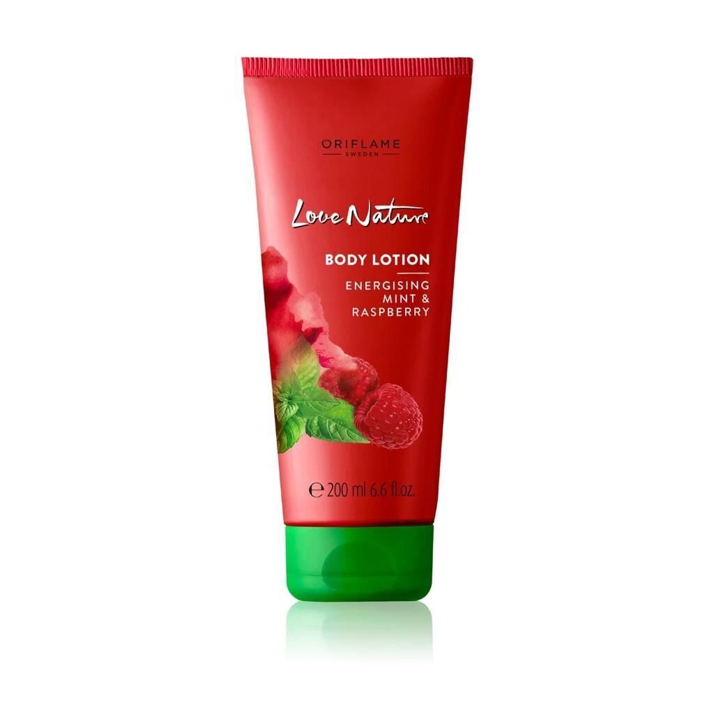 Love nature body lotion energising mint and raspberry