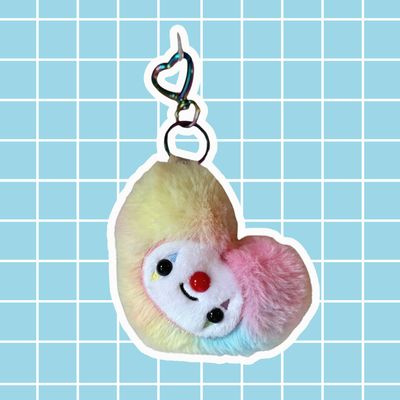 Pastel Rainbow Clownkid Heart Keychain