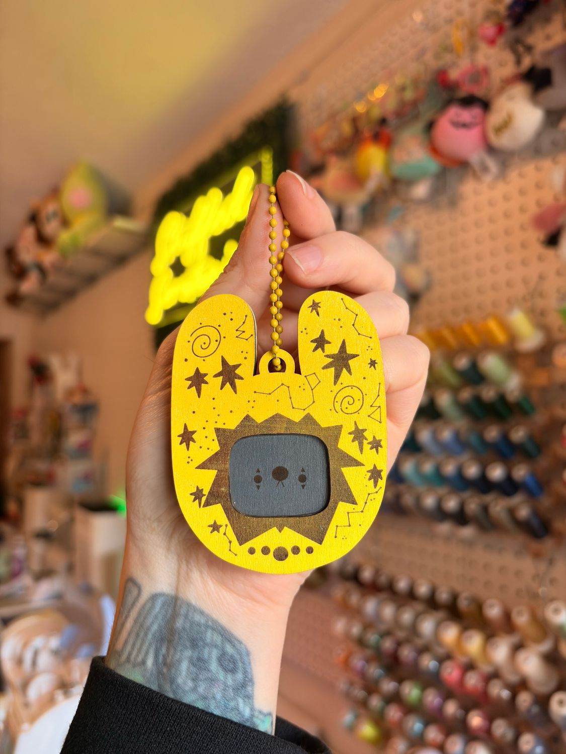 Clownie Digital Pet Wooden Keychain