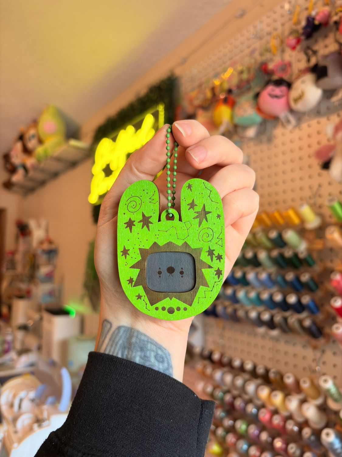 Clownie Digital Pet Wooden Keychain