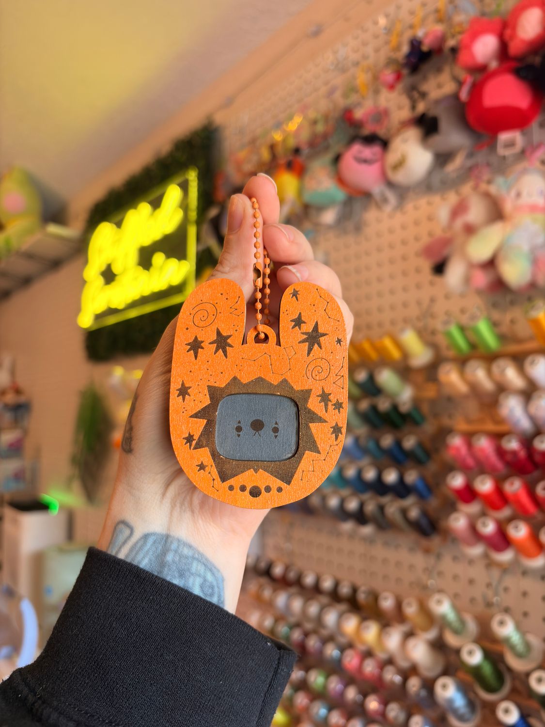 Clownie Digital Pet Wooden Keychain