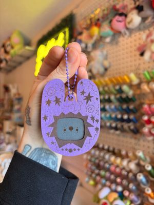 Clownie Digital Pet Wooden Keychain