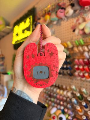 Clownie Digital Pet Wooden Keychain