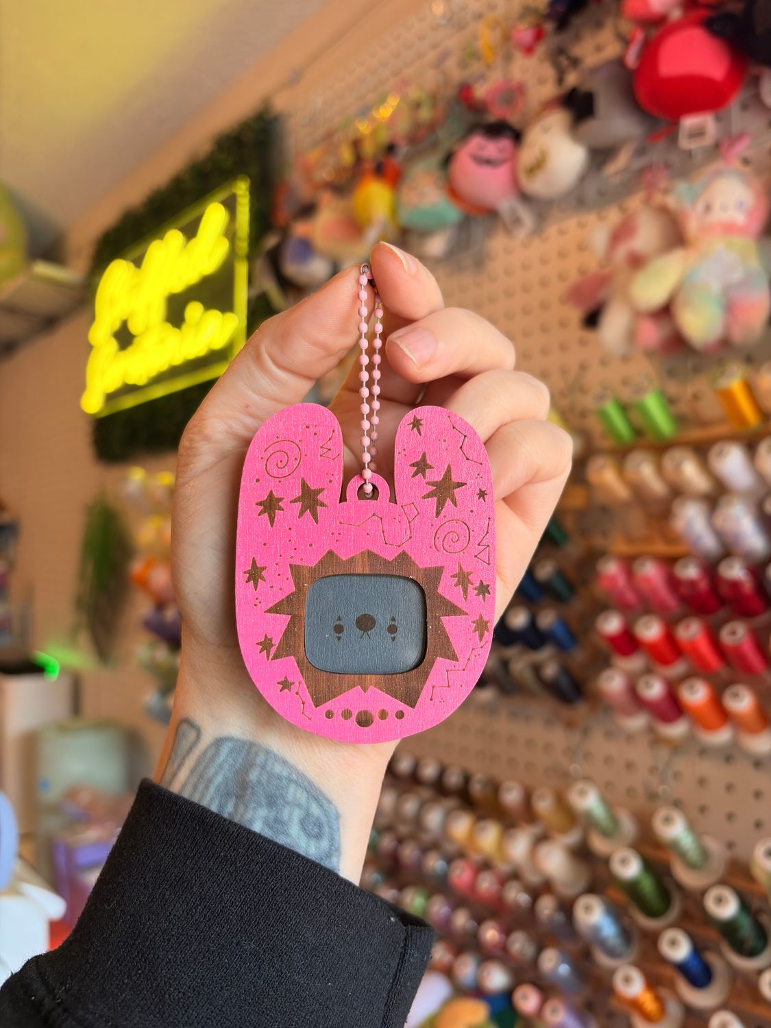 Clownie Digital Pet Wooden Keychain