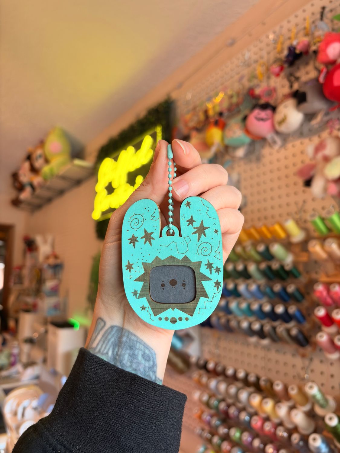 Clownie Digital Pet Wooden Keychain