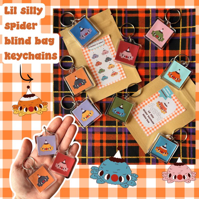 Fuzzy Lil' Silly Spiders Blind Bag Keychain