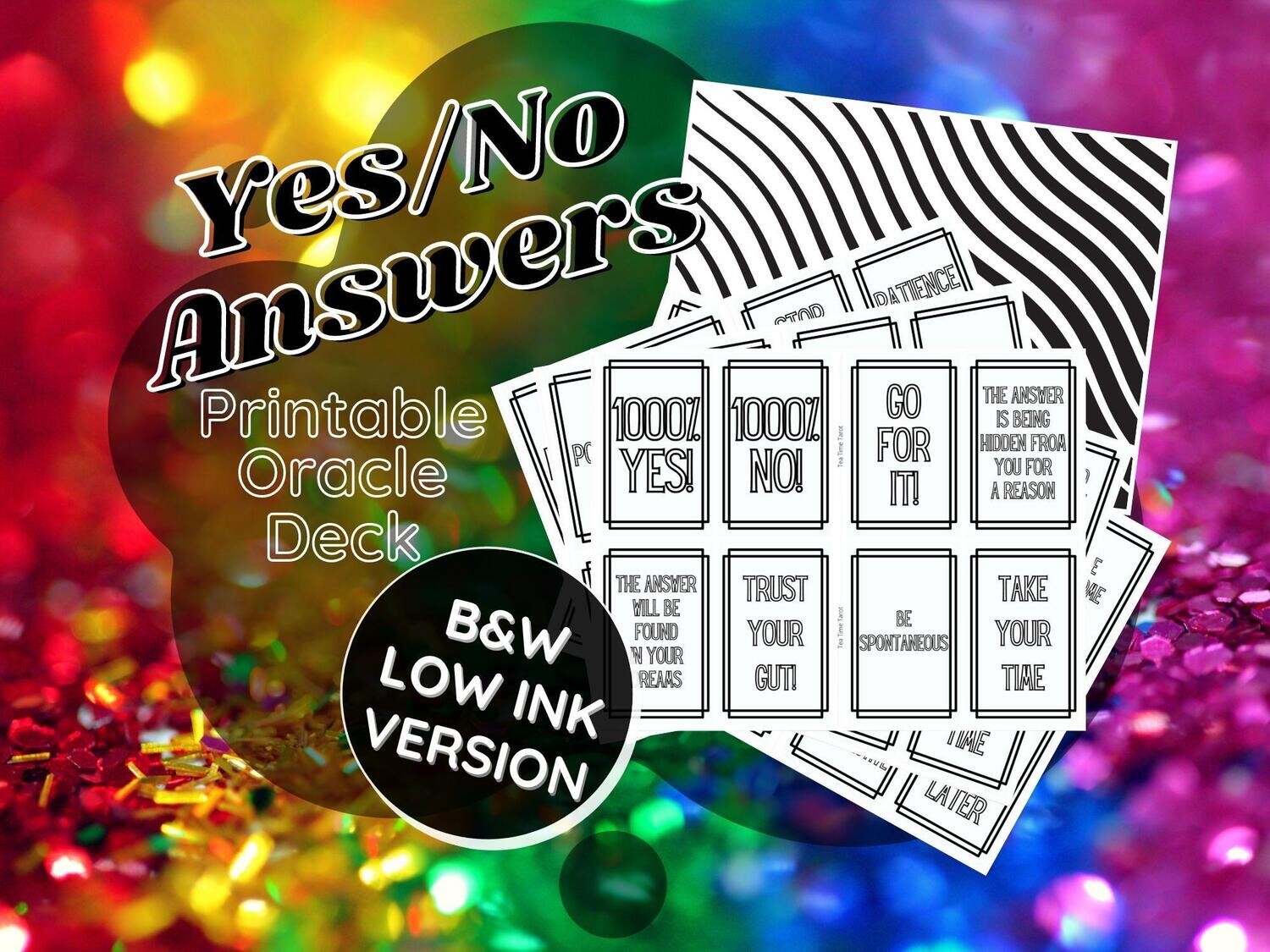 LOW INK BLACK &amp; WHITE Yes/No Answers Printable Oracle Deck