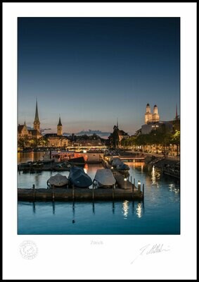 Limmat Zürich bei Nacht mit Pier7