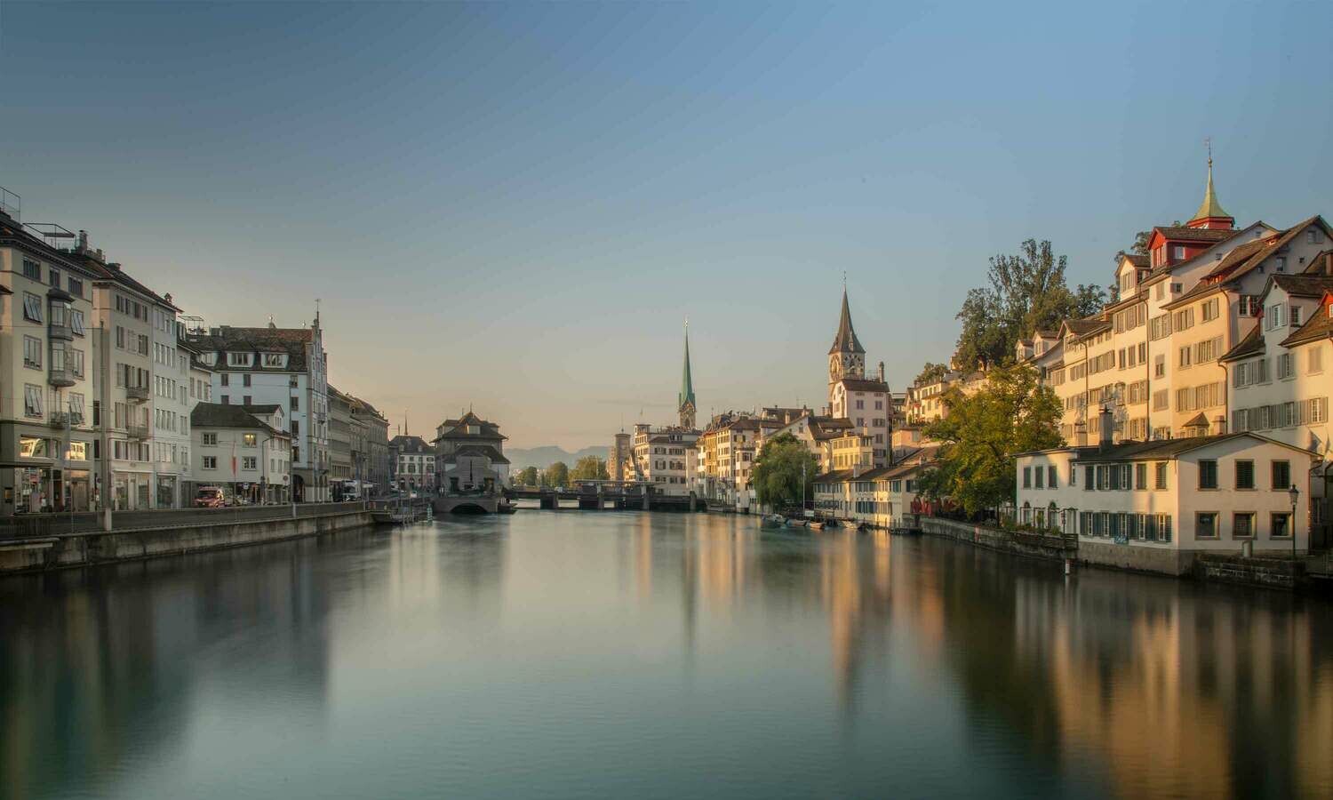 Leinwandprint Limmat am Morgen 75x42x2cm