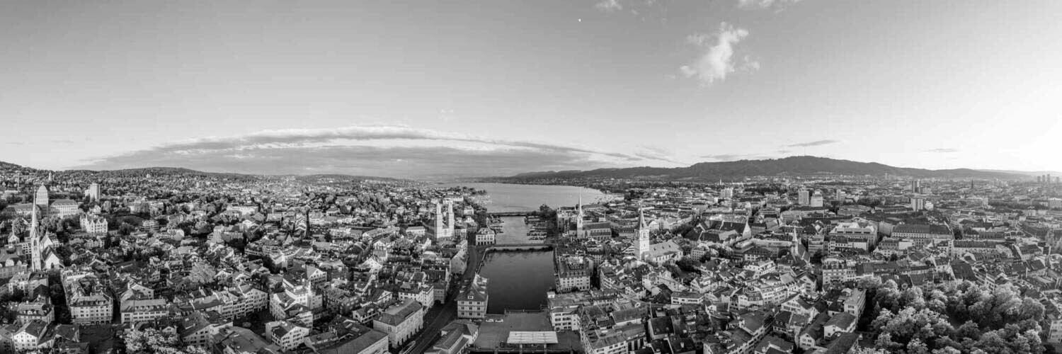 Zürich aus der Luft s/w 150x50x2cm