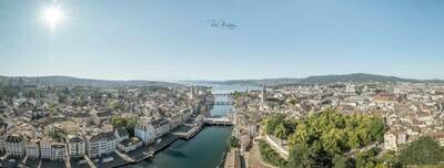Leinwandprint Zürich mit Lindenhof 120x42x2cm