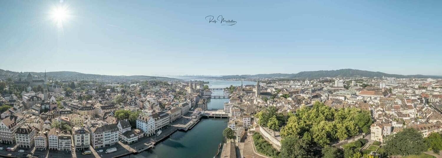 Leinwandprint Zürich mit Lindenhof 150x50x2cm