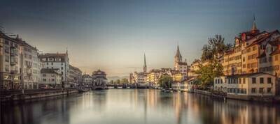 Leinwandbild HDR Limmat Zürich 100x42x2cm