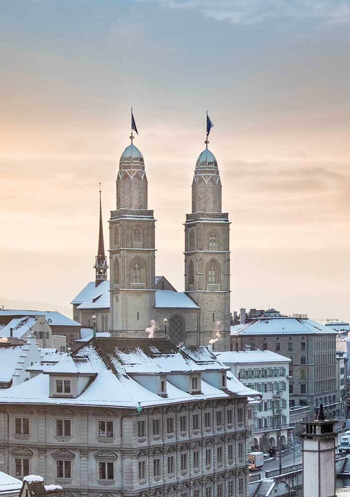 Karte  "Grossmünster mit Schnee"