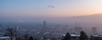 Leinwandprint Zürich Panorama Waid Winter in Farbe 300x100x4cm