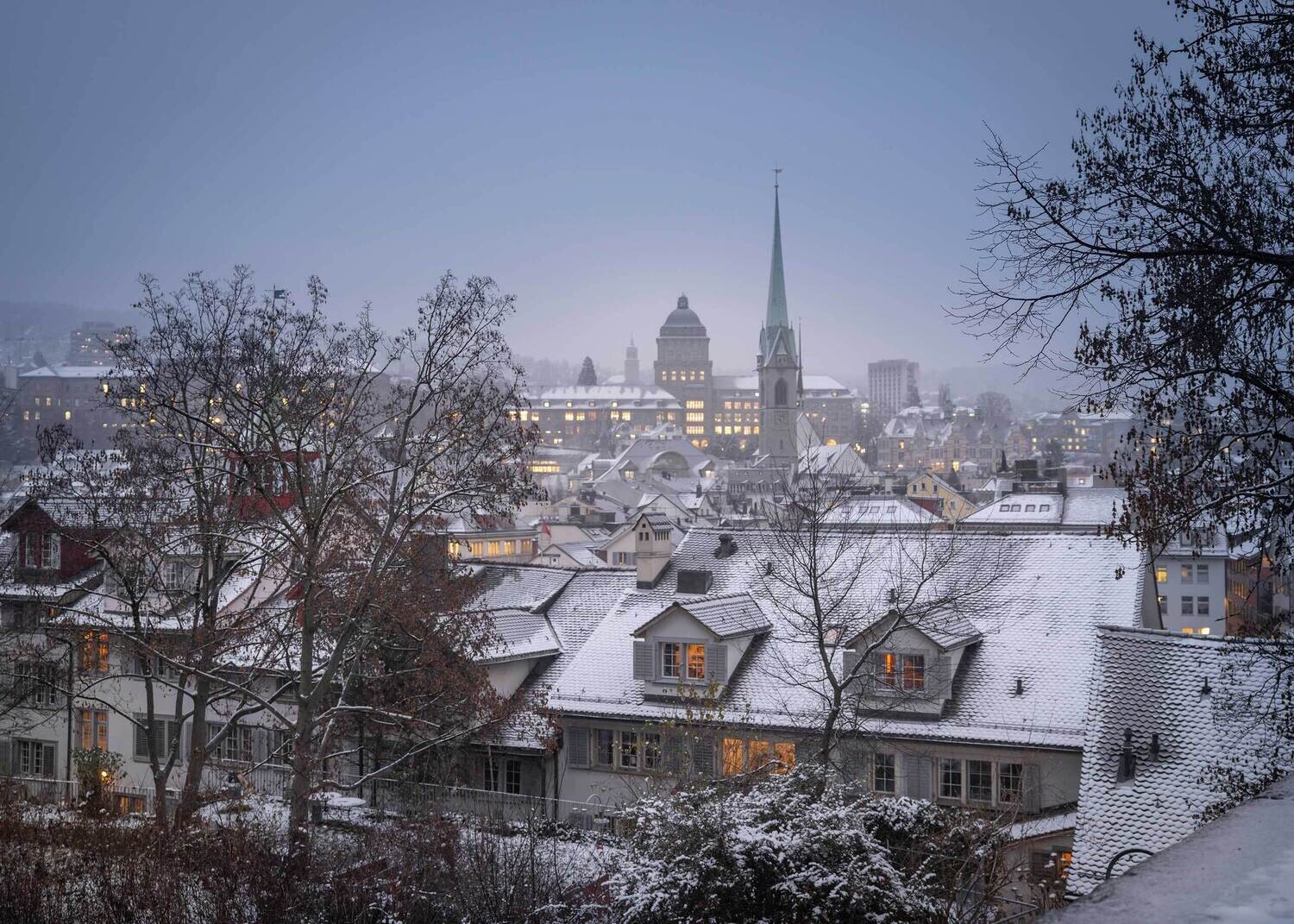 Weihnachtskarte "Blick vom Lindenhof Richtung Uni"